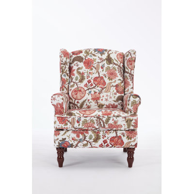 Accent Upholstered Chair with Retro Wood Legs