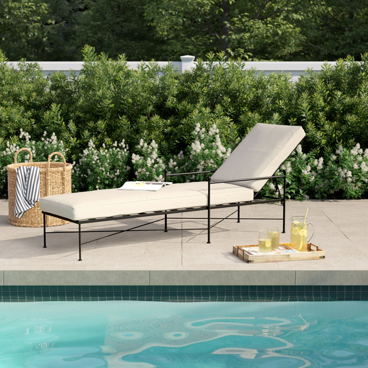 Lucier 23'' Outdoor Wrought Iron Chaise Lounge