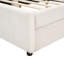 Lit double tapissier pleine grandeur beige avec rangement de tiroir -, sans sommier tapissier, mise à niveau de l'espace de chambre à coucher et 2 tiroirs, construction robuste, charme-1005992400