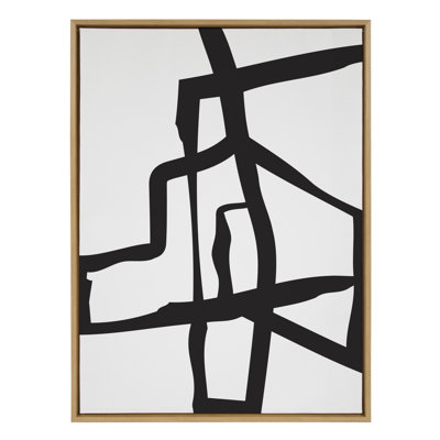 Bold Sophisticated Abstract Black Stroke by The Creative Bunch Studio Framed Canvas Wall Art Print