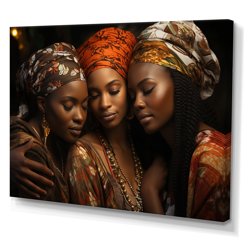 World Cultures Sœurs I - Art africain américain, art mural, H 24 po x l 32 po x P 1 po, Toile tendue
