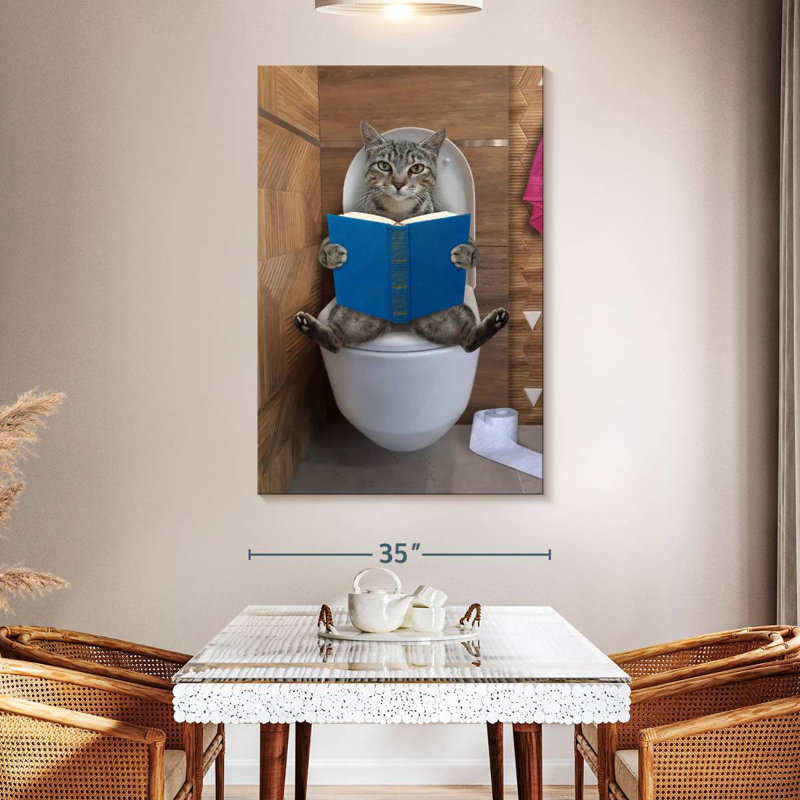 Ketti Tabby Cat Toilet Time, 51" H x 34" W