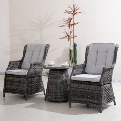 Joseph 2-Person Outdoor Patio Conversation Set With End Table