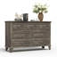 Commode 7 tiroirs grise en bois rustique avec poignées en métal pour garde-robe-933830736