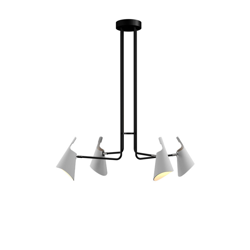 Chandelier, Teak, 4, 43.11" H x 39.76" W x 25.79" D