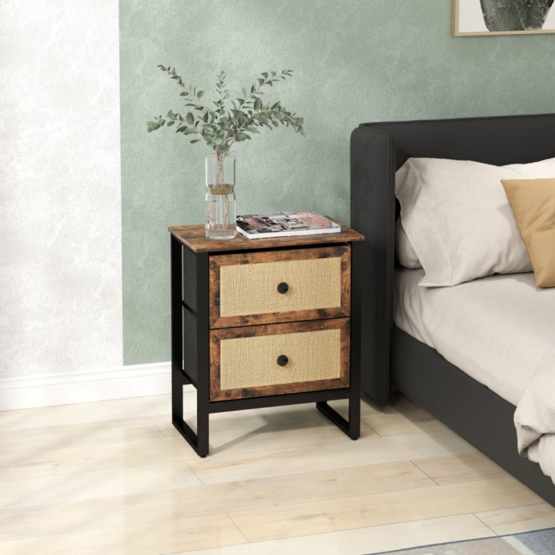 50cm W Engineered Wood Bedside Table