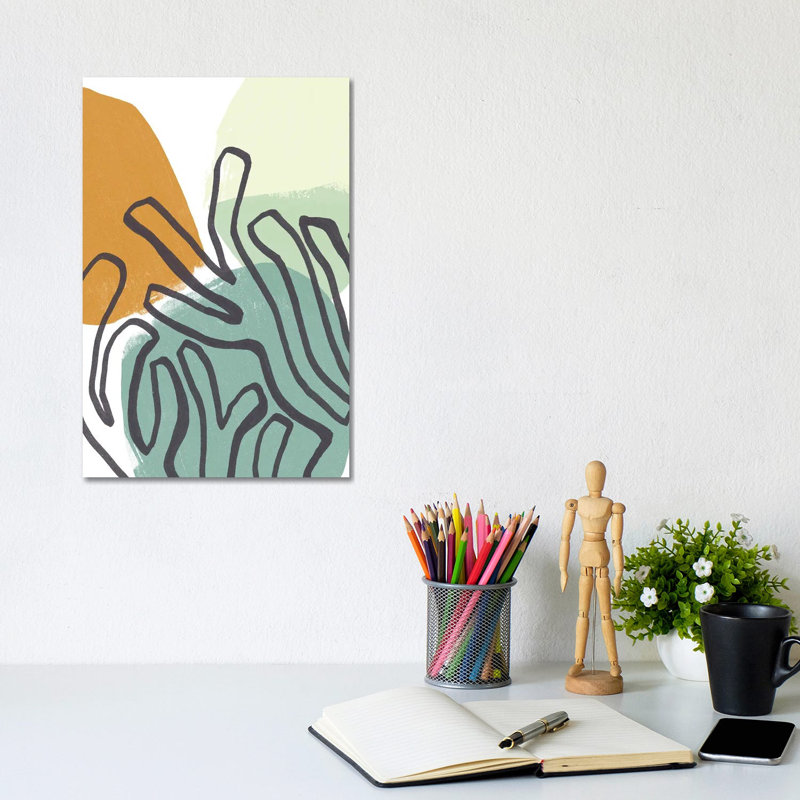 Midcentury Modern Coral I by June Erica Vess - Wrapped Canvas Painting, 20.32 cm H x 30.48 cm W