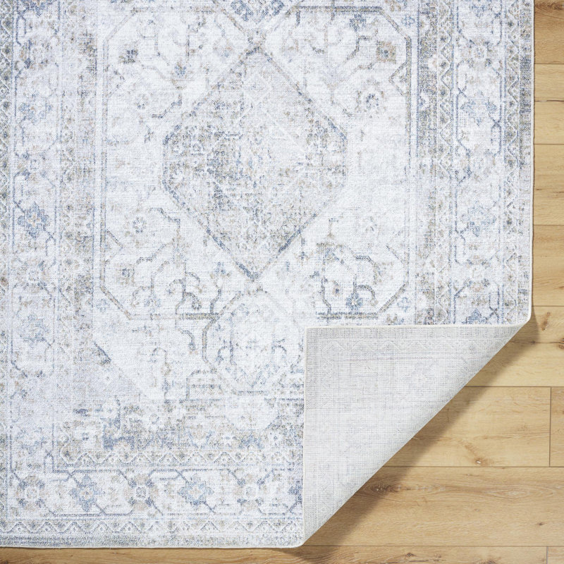 Janiaha Washable Oriental Indoor Rug, Rectangle 6'7" x 9'