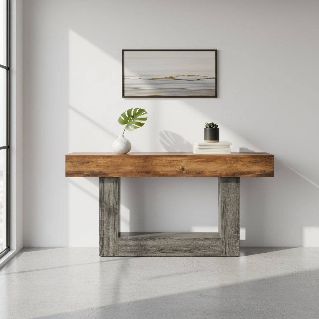 Ophelia & Co. 63 Inch Narrow Farmhouse Console Table, Long Wood Sofa ...