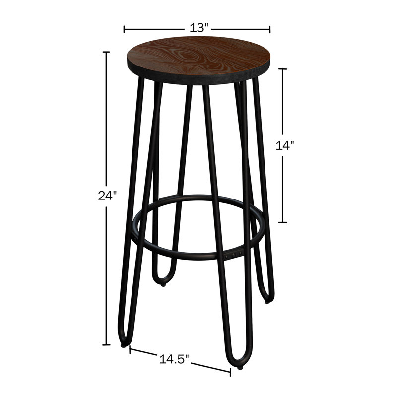 Ensemble de deux tabourets de bar sans dossier de 24 pouces avec pieds en épingle à cheveux Lavish Home