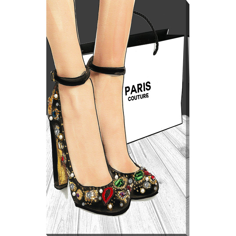 " Sparkle In Heels Paris Couture ", 30" H x 18" W x 1" D, Wrapped Canvas