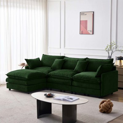 Canapé modulaire modulaire en chenille avec repose-pieds