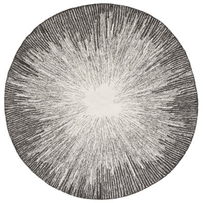 Heida Hand Tufted Wool/Cotton Rug in Charcoal/Ivory