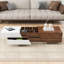 Table basse à plateau coulissant moderne avec rangement en noyer et blanc Modern
