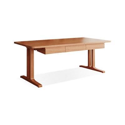 Bureau en cerisier rectangulaire en bois massif avec 3 tiroirs