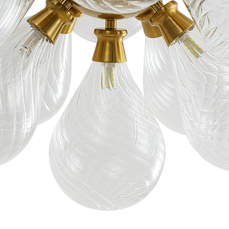 Lustre 18 lumières globe en verre tourbillonnant