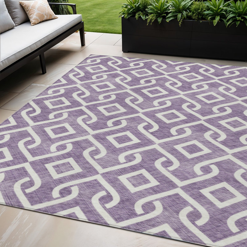 Tapis intérieur lavable à motif géométrique ivoire 5 pi x 8 pi
