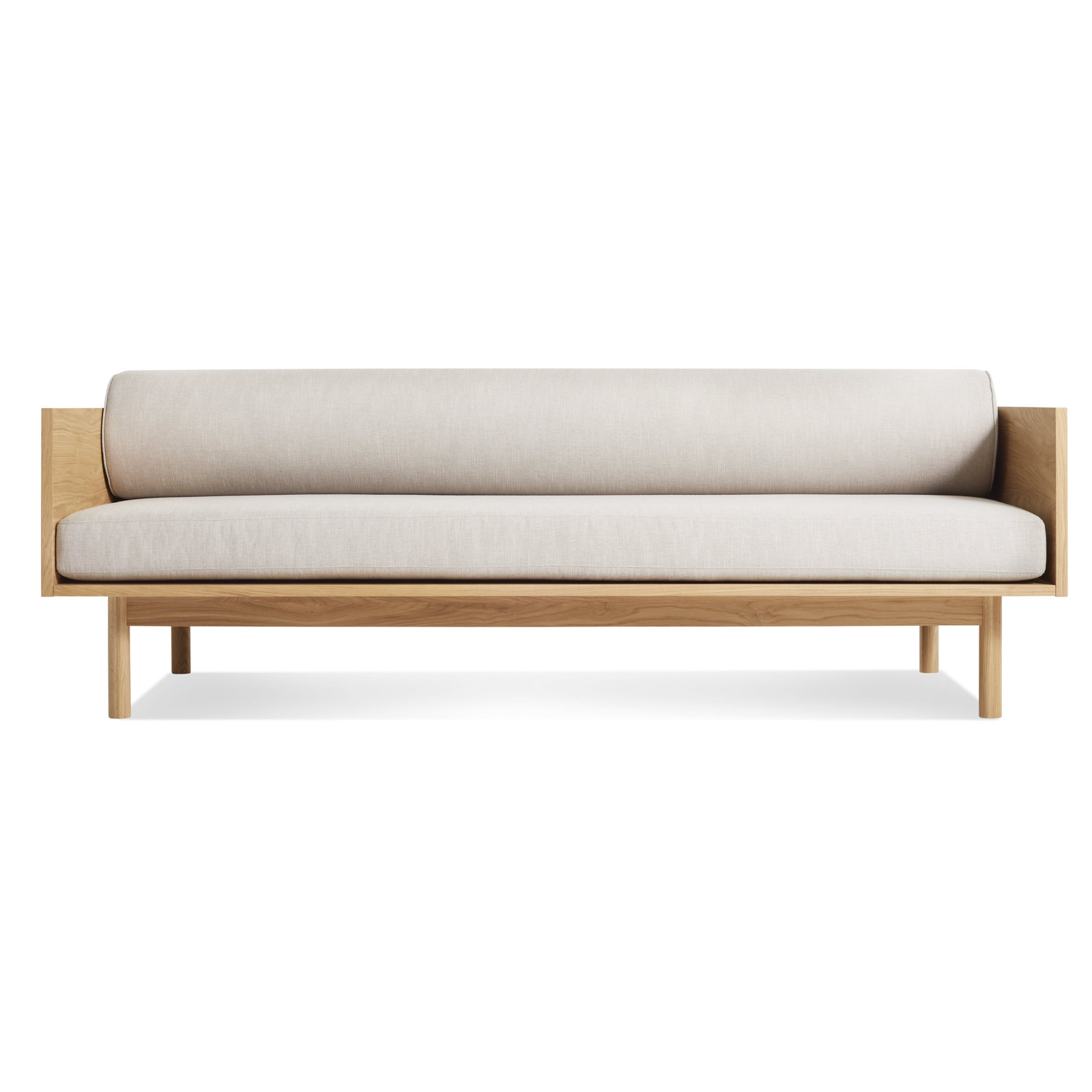 Souvenir 87'' Upholstered Sofa, Landa Stone, White Oak