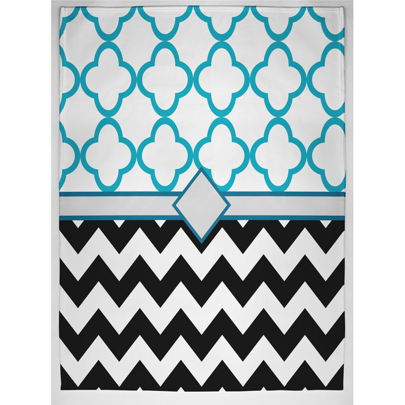 Emeline Plain Weave / Muslin Throw Blanket, Blue/Black