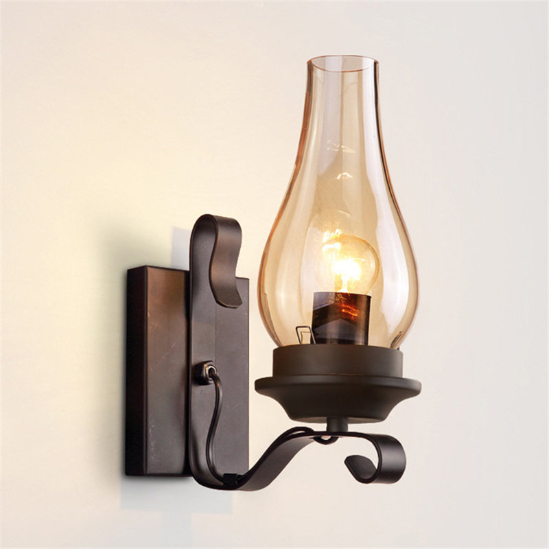 Lampe murale en métal et verre