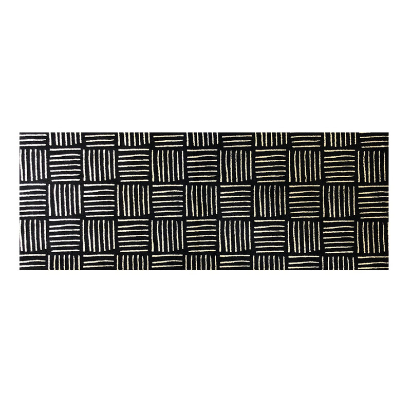 Tapis de couloir noir et blanc cassé lavable à la machine 2 pi x 6 pi avec protection UV