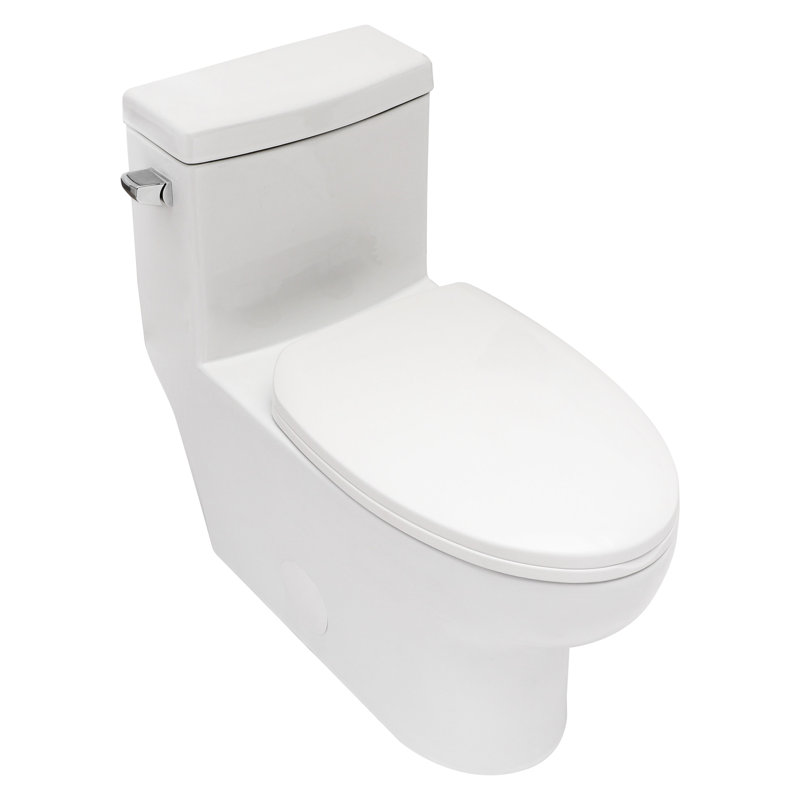 Toilette en céramique une pièce - aspect moderne, chasse d'eau à siphon, siège, haute teneur en porcelaine, faible absorption d'eau, couvercle blanc, couleur