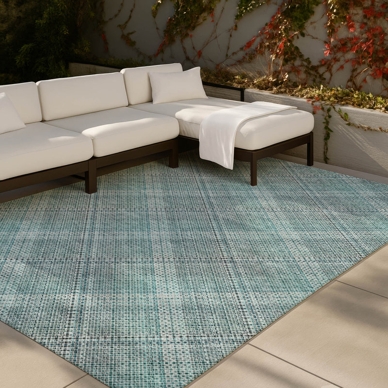Tapis intérieur / extérieur lavable à la machine Chantille ACN2884, Sarcelle, 10 pi x 14 pi