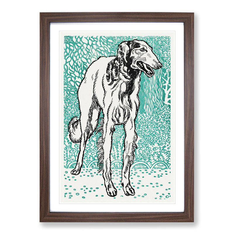 Greyhound Vol.2 by Moriz Jung - Picture Frame Painting, 65cm H x 48cm W x 2cm D, Walnut Framed