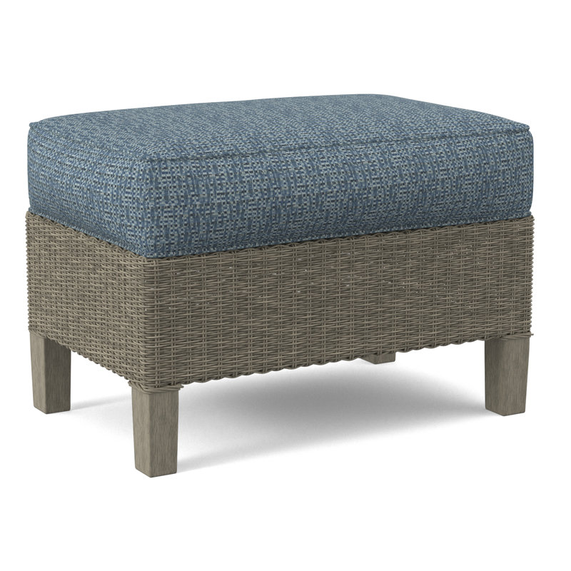 Gibraltar Ottoman, Stone Hearth, Light Blue Performance Fabric; 0851-55