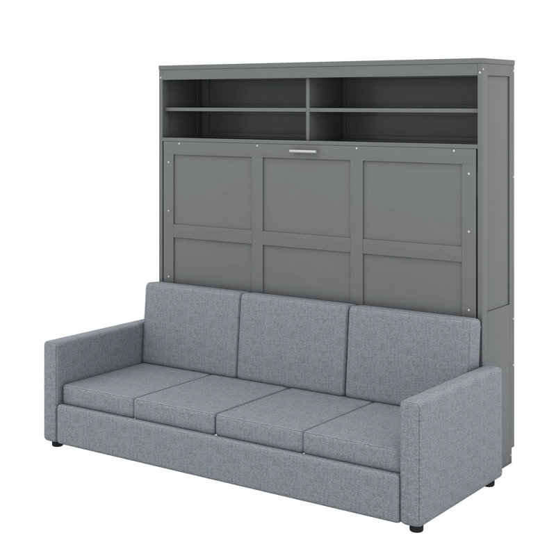 Grand lit escamotable avec canapé, Gris