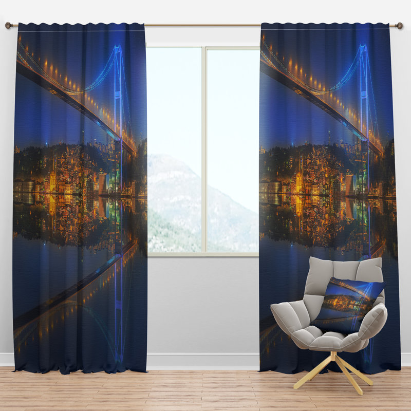 Pont du Bosphore la nuit, toits d'Istambul - rideau en velours moderne - obscurcissant - 1 panneau, l 52 po x L 63 po