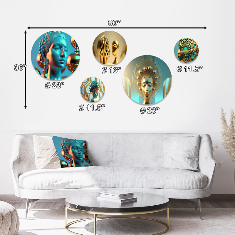 Marble Woman Surrealistic Universe III - Modern Woman Metal Wall Décor