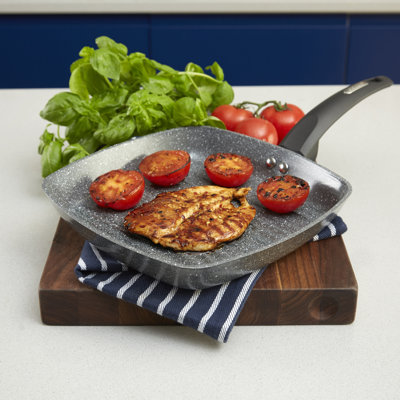 Tower T80336 Cerastone Forged Grill Pan with Non-Stick Coating and Soft Touch Handle, 25cm, Graphite