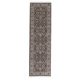 Hand Knotted Wool Area Rug in Dark Green And Gold