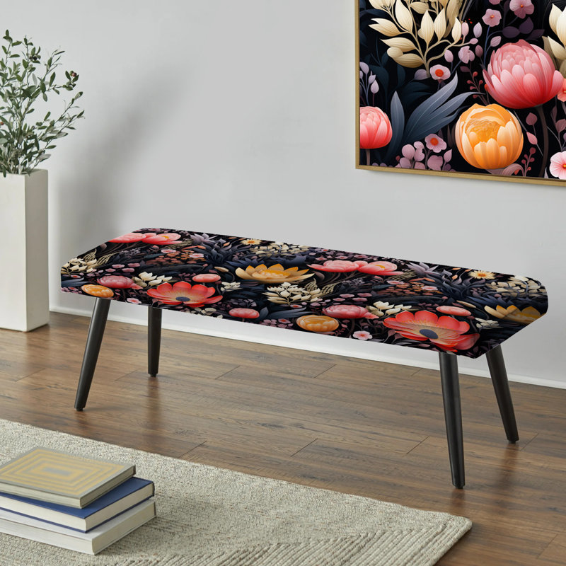 Banc rembourré floral noir, Rinker