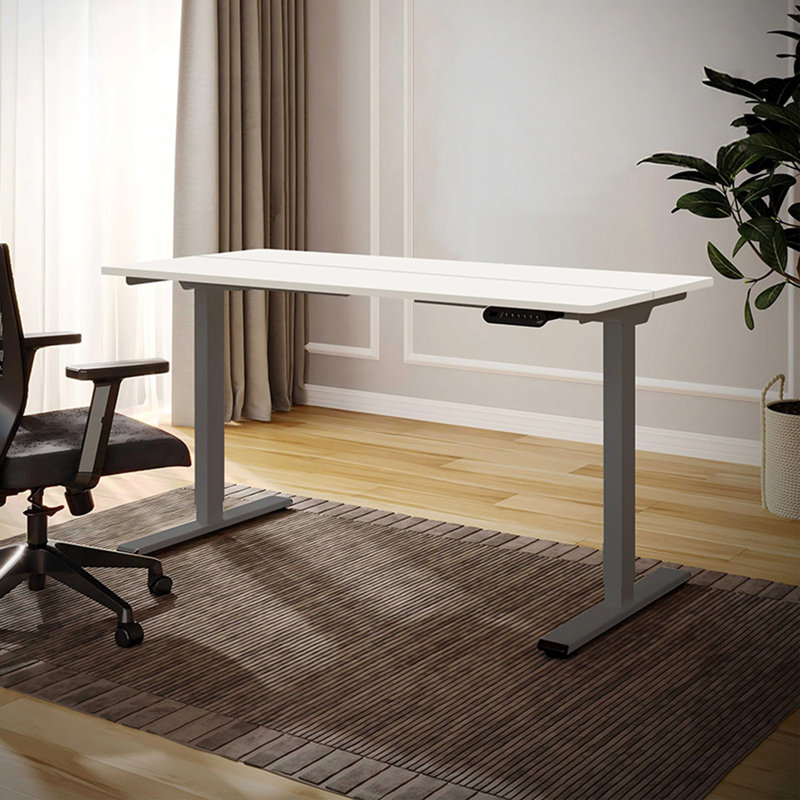 Electric Adjustable Height Standing Desk, 46.85" H x 55.12" W x 13.78" D, White/Gray