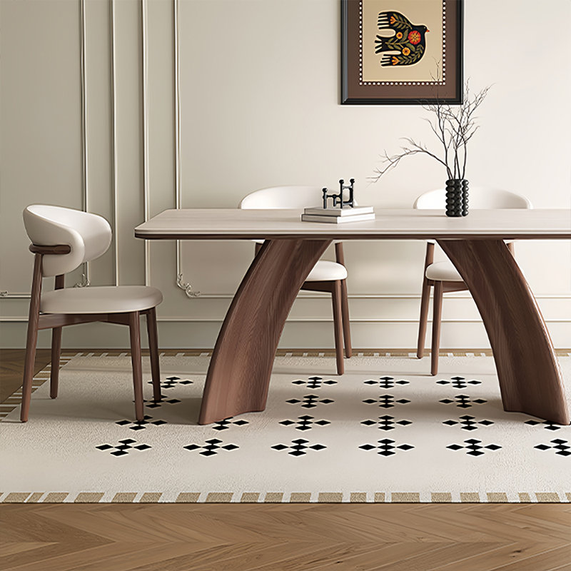 French vintage rock slab solid wood dining table, 29.52"H x 62.99"L x 31.49"W
