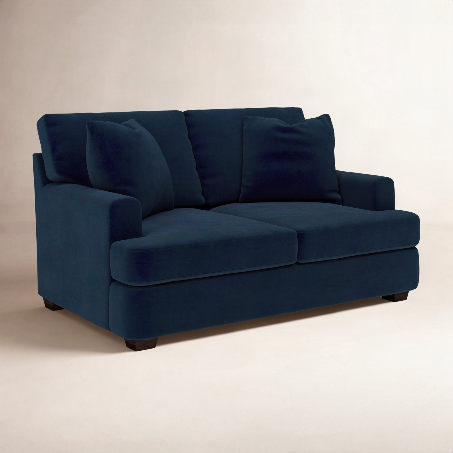Emilio 65'' Upholstered Loveseat, Bella Ink Blue Performance Velvet