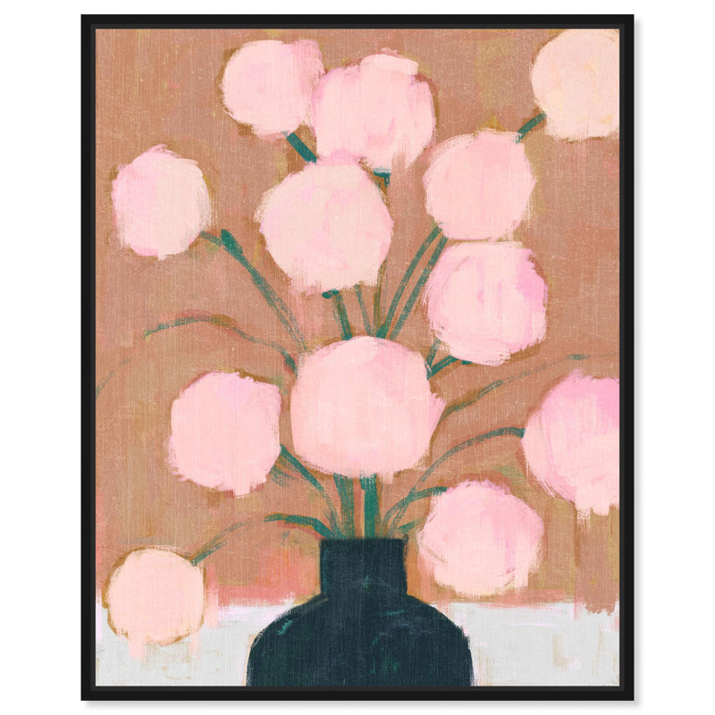 «Roses in a vase», impression florale sur toile par Notoriart, H 16 po x l 20 po, Structure noire