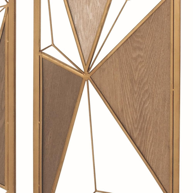 Metal Geometric Brown Wall Decor with Black and Gold Accents Set