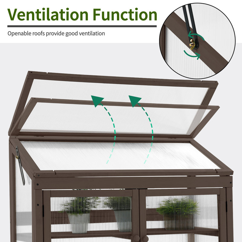 MCombo Brown 2-Tier Fir Wood Cold Frame Garden Greenhouse