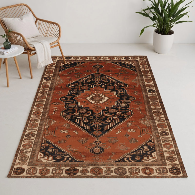 Tapis d'intérieur et d'extérieur brun Persian, Rectangle 5 pi x 7 pi