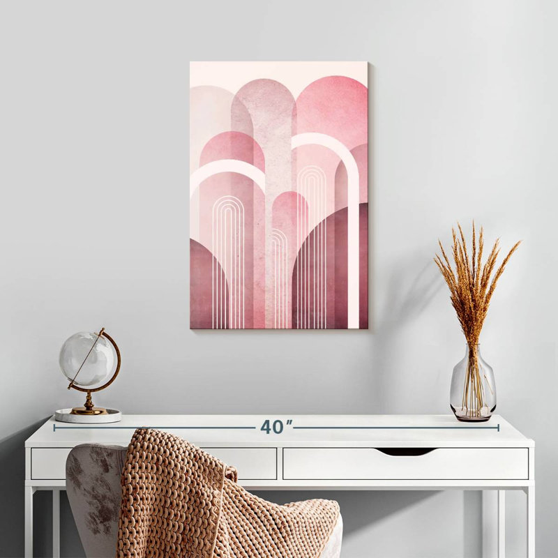 Avery Mid-Century Arches Pink Burgundy I, 24" H x 16" W