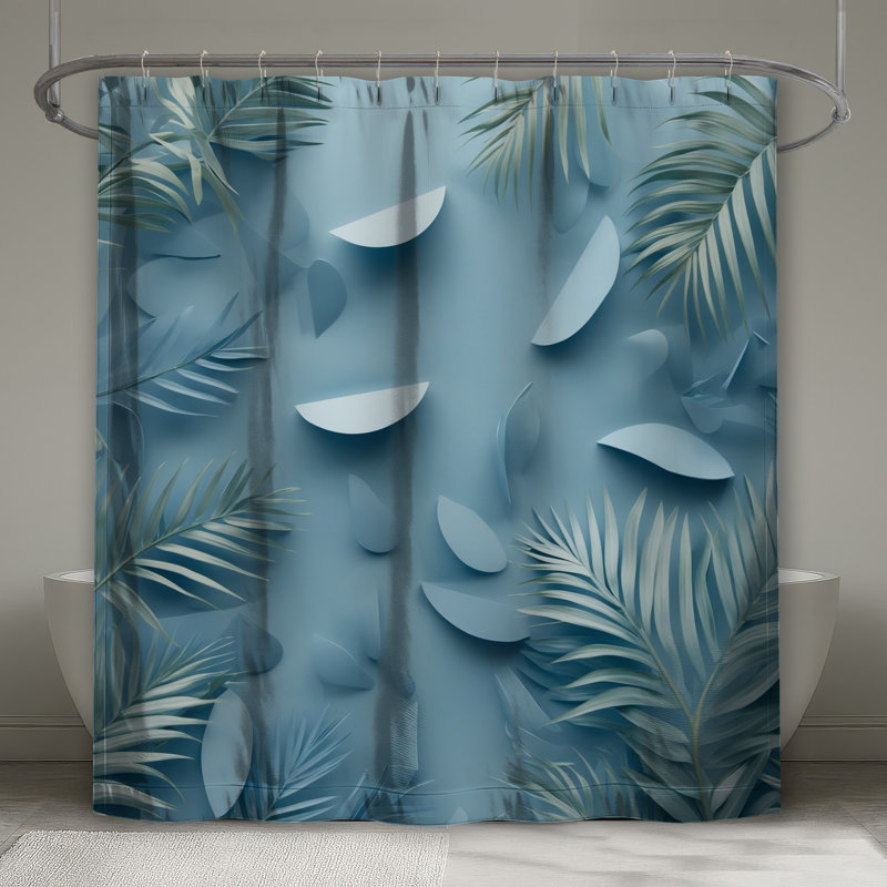 Rideaux de douche Blue Palm Leaves, L 70 po x H 72 po