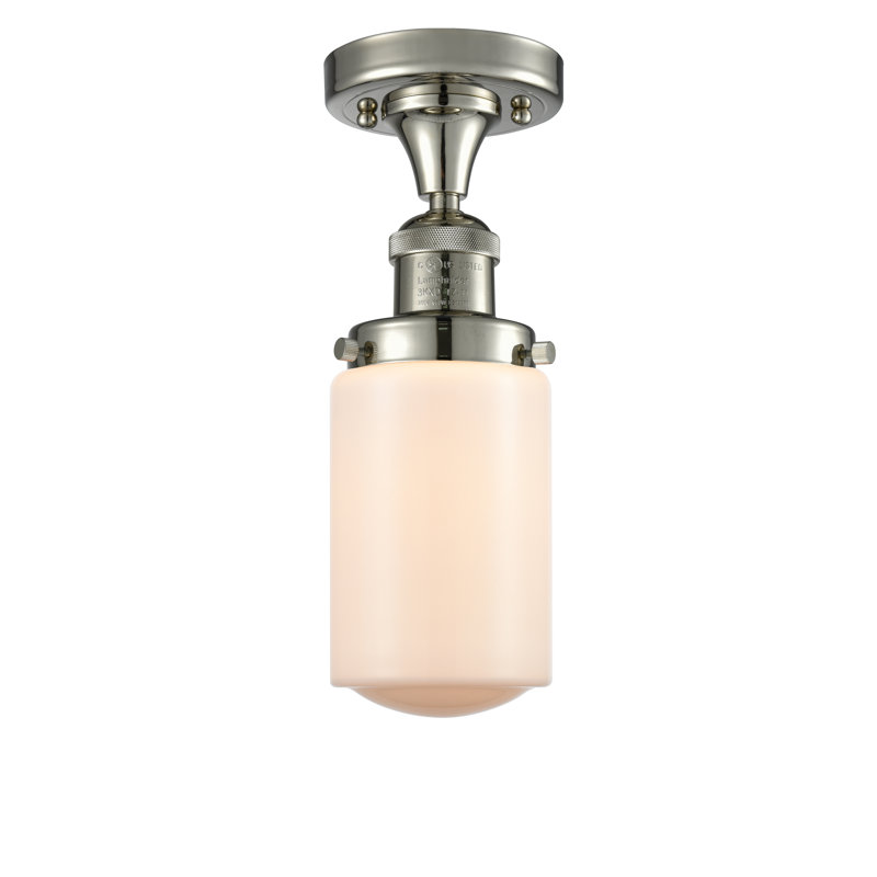 Plafonnier semi-encastré 4,5 po Saroyan, Blanc mat, Ampoule non incluse, Nickel poli