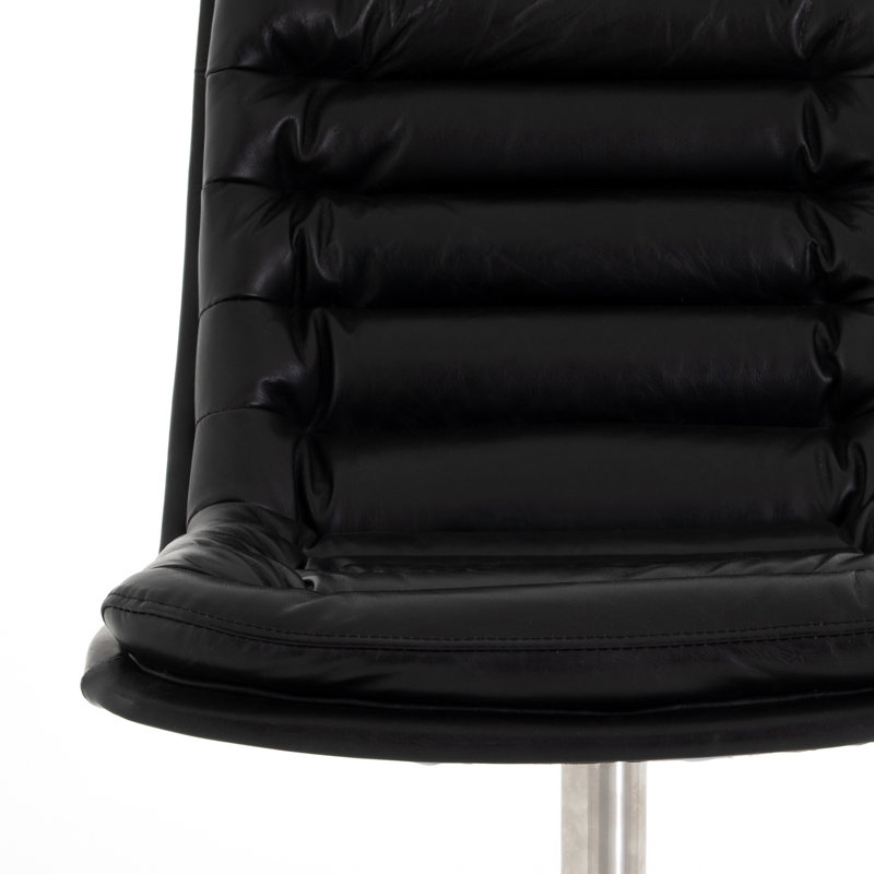 Malibu Leather Swivel Task Chair, Rider Black Genuine Leather