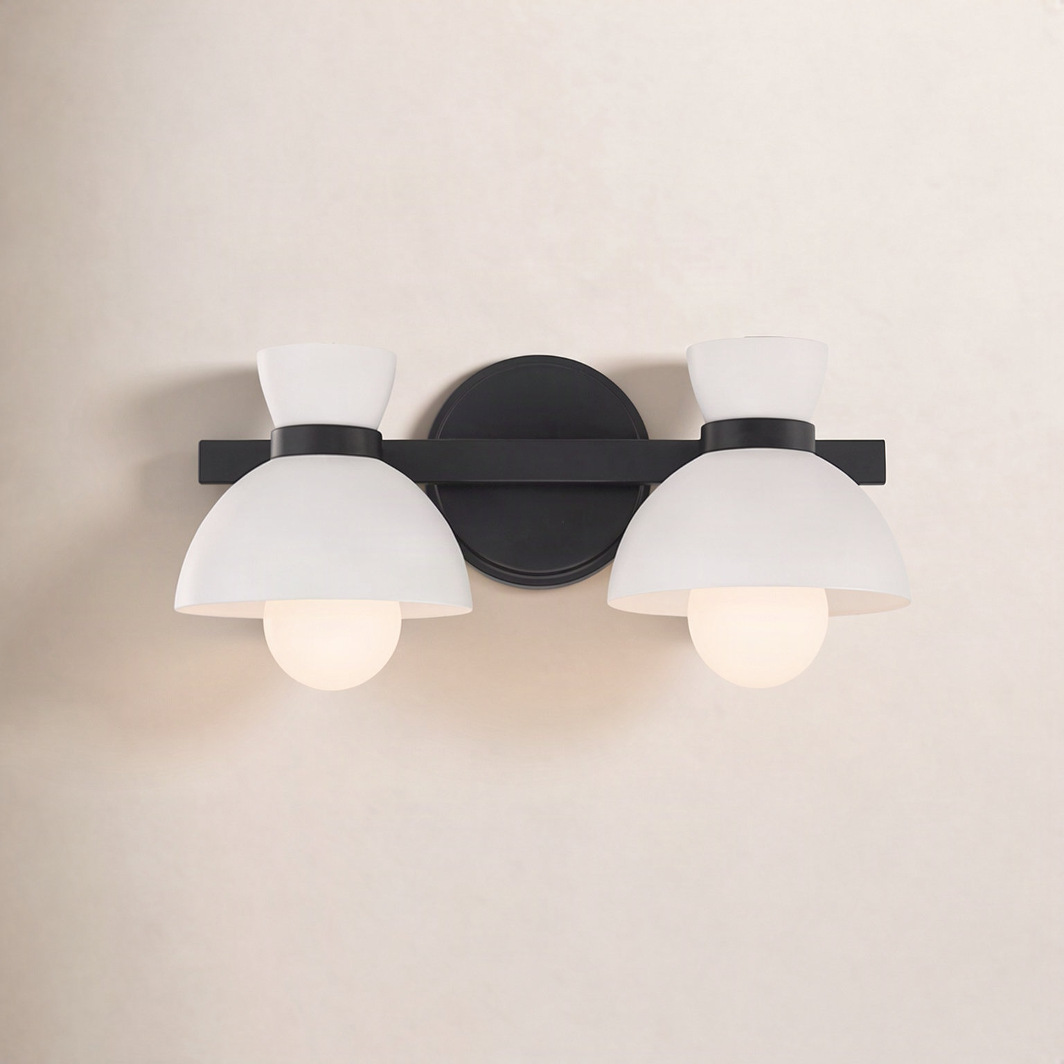 Karalana 2 Light Frosted Dimmable Vanity Light, Matte Black