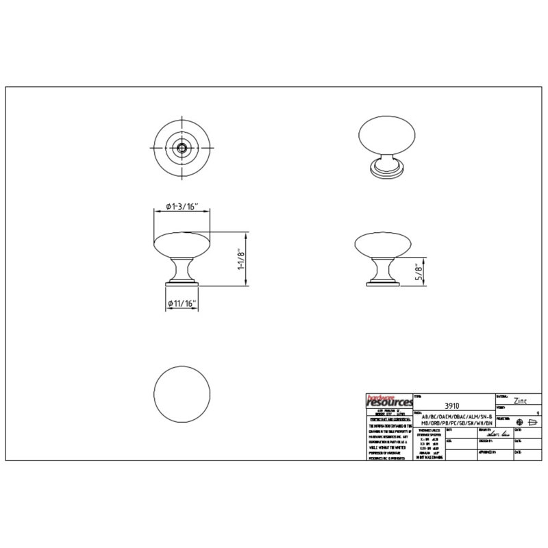 Madison 1 3/16" Diameter Mushroom Knob, Satin Nickel