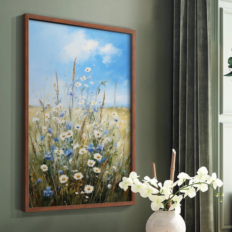 FLORAL Series VII - reproduction encadrée de qualité supérieure - prête à être accrochée - aucun clou requis, Noyer