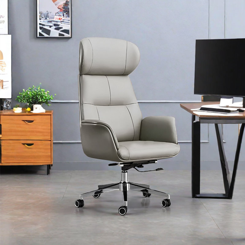 Sashka Task Chair with Headrest, Beige Gray